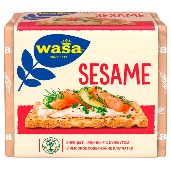 Хлебцы пшеничные тонкие Wasa с кунжутом 200 гр