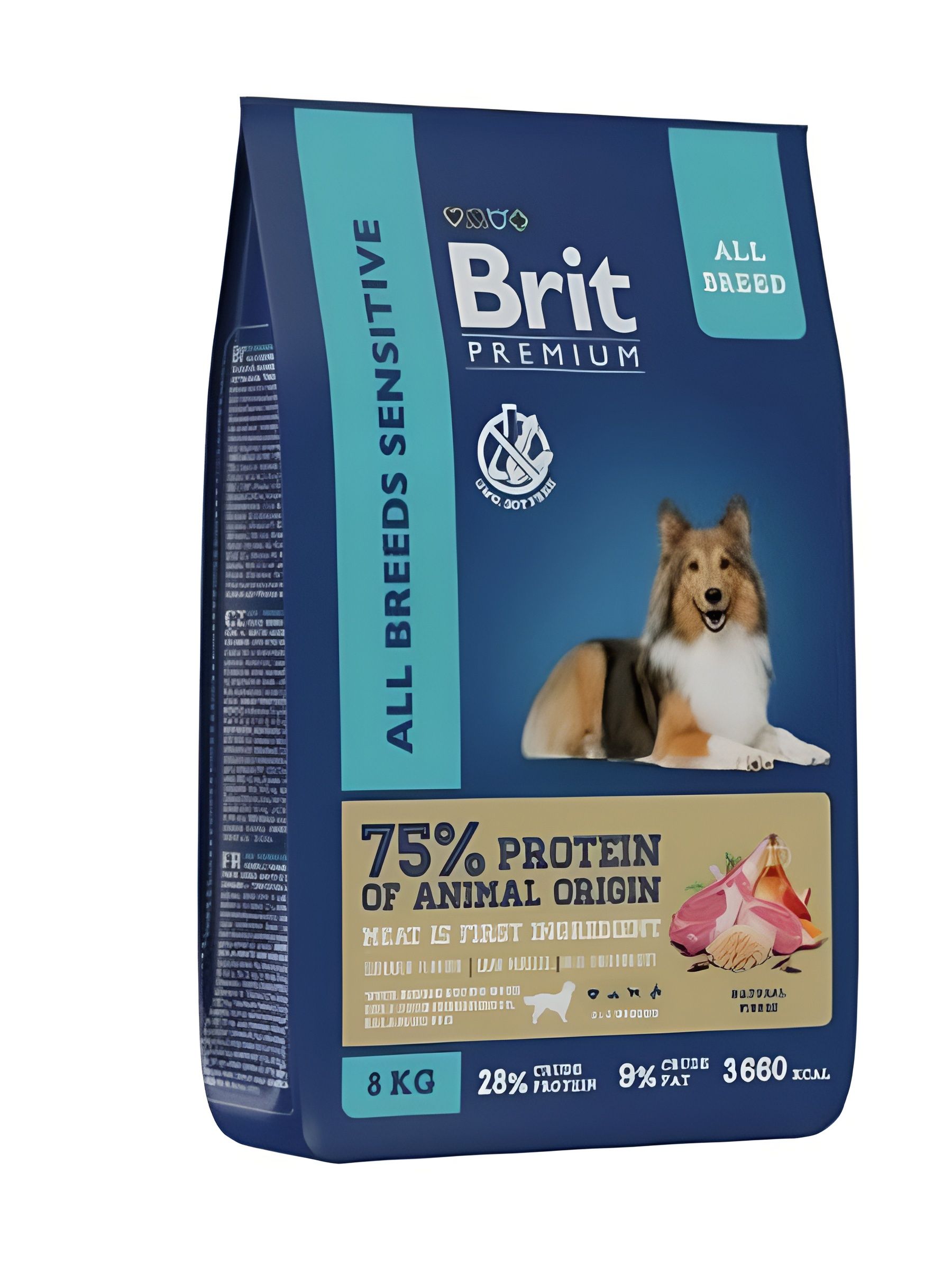 Корм сухой для собак Brit PREMIUM Dog Adult Medium, для собак всех пород гипоаллергенный ягненок с рисом, 8 кг
