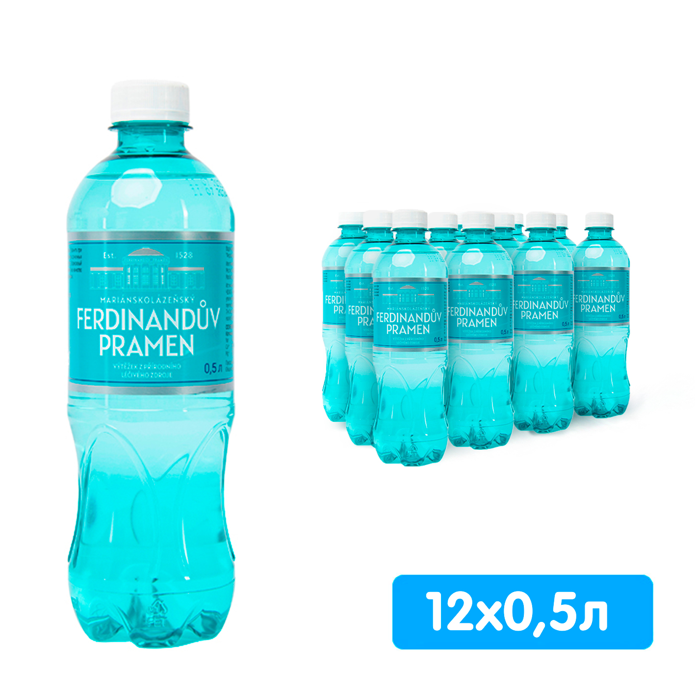 Вода Ferdinanduv pramen / Фердинандов прамен 0.5 литра, газ, пэт, 12 шт. в уп.