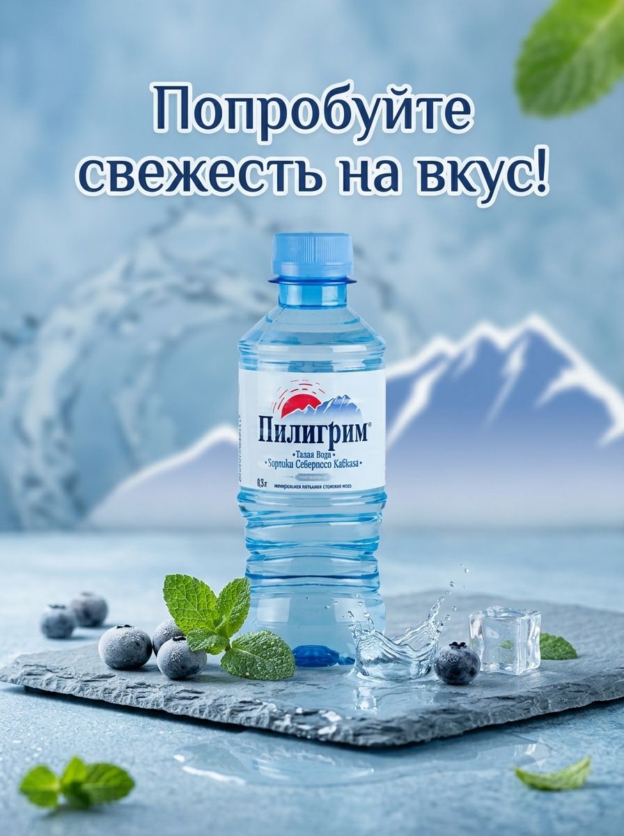 Вода Пилигрим 0.25 литра, без газа, пэт, 8 шт.