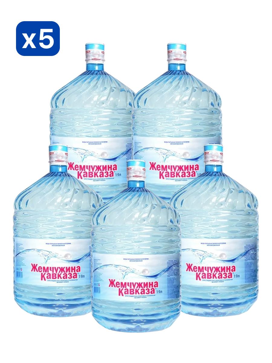 Вода питьевая Жемчужина Кавказа 19л негазированная (бутыль одноразовая 5 шт.)