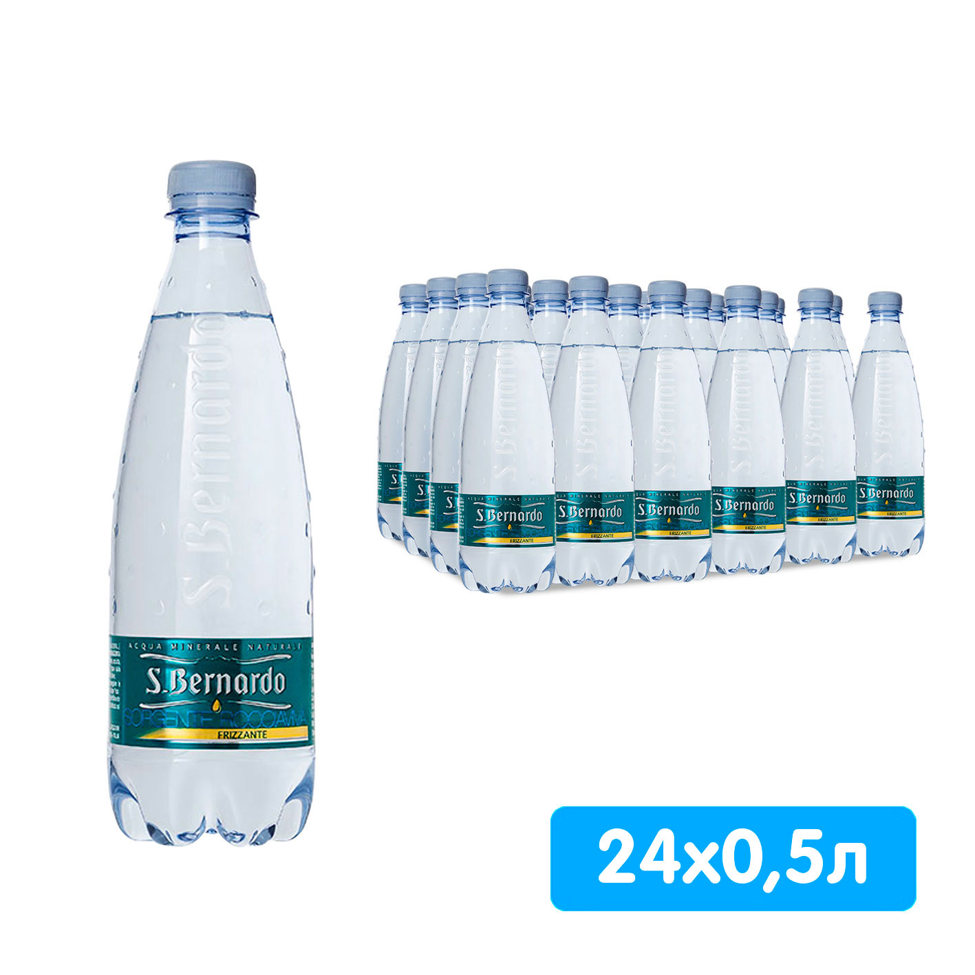 Вода San Bernardo 0.5 литра, газ, пэт, 24 шт. в уп.