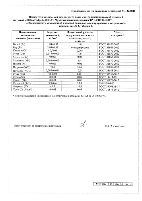Вода Donat Mg / Донат Магний 1 литр, газ, пэт, 6 шт. в уп.