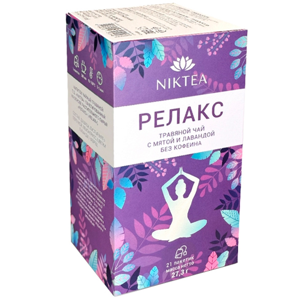 Чай Niktea Релакс травяной с мятой и лавандой без кофеина 21 пак