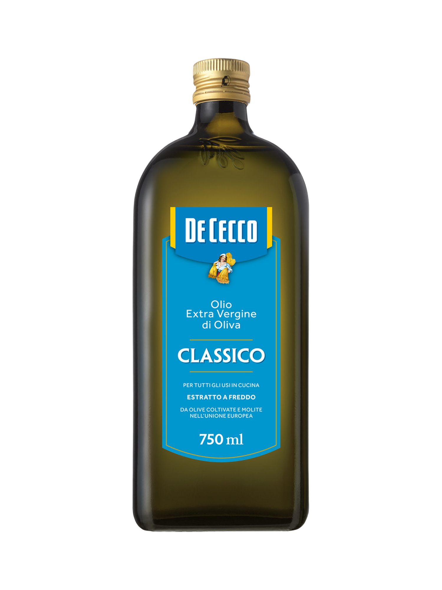 Масло оливковое De Cecco Classico Extra Virgin нерафинированное, 750мл х 6шт.