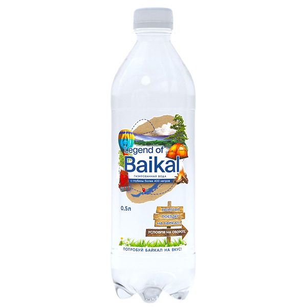Вода Легенда Байкала 0.5 литра, газ, пэт, 12 шт. в уп.