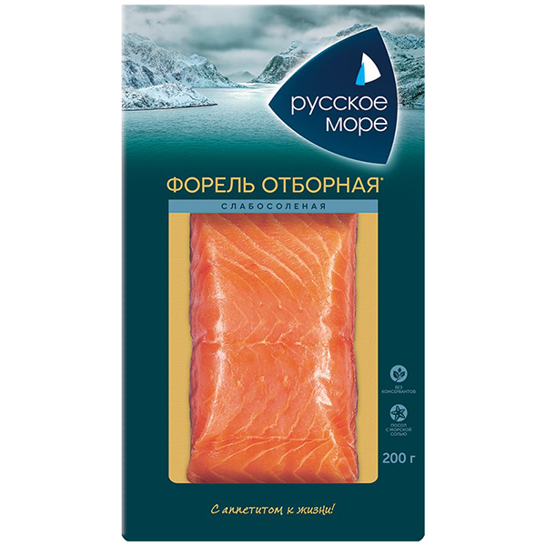 Форель Русское море филе кусок слабосоленая 200 гр