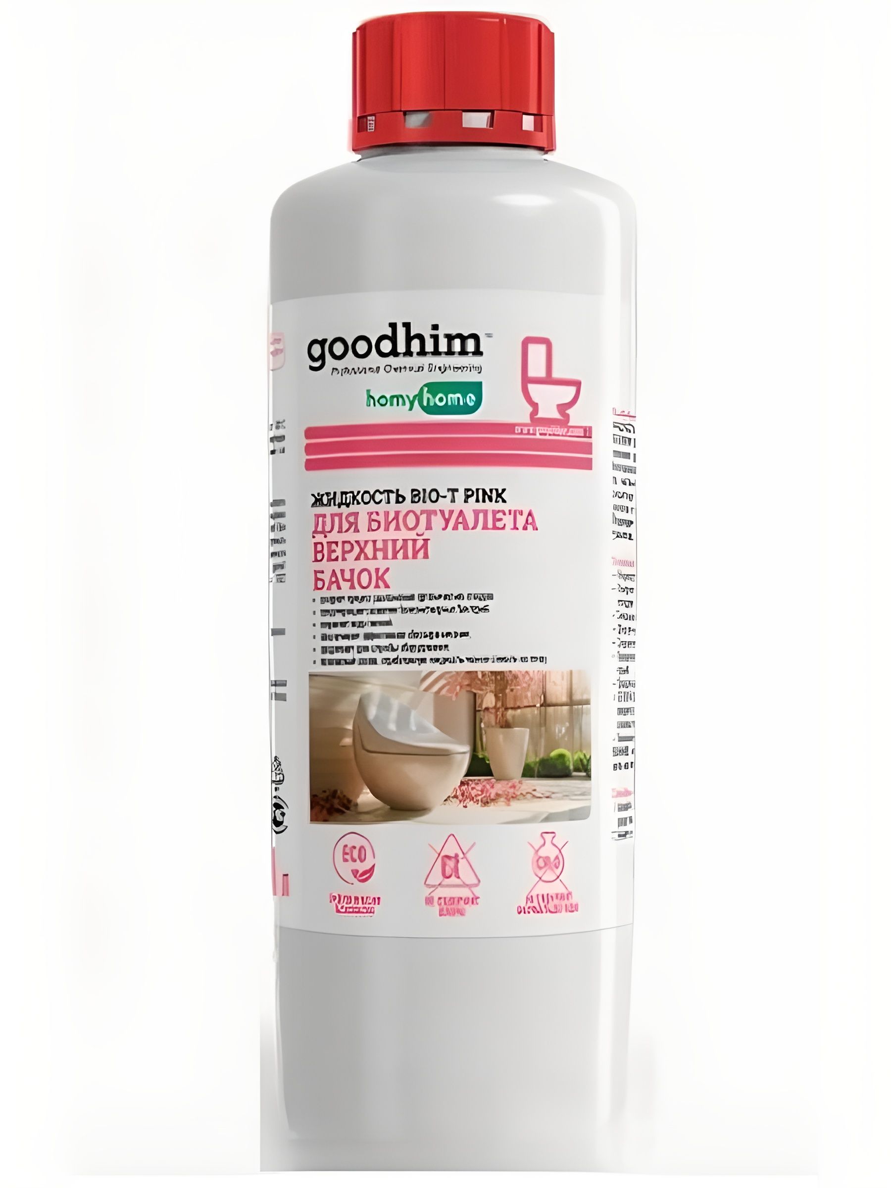 Жидкость для верхнего бачка биотуалета GOODHIM BIO-T PINK, 1000 мл. 14 шт.