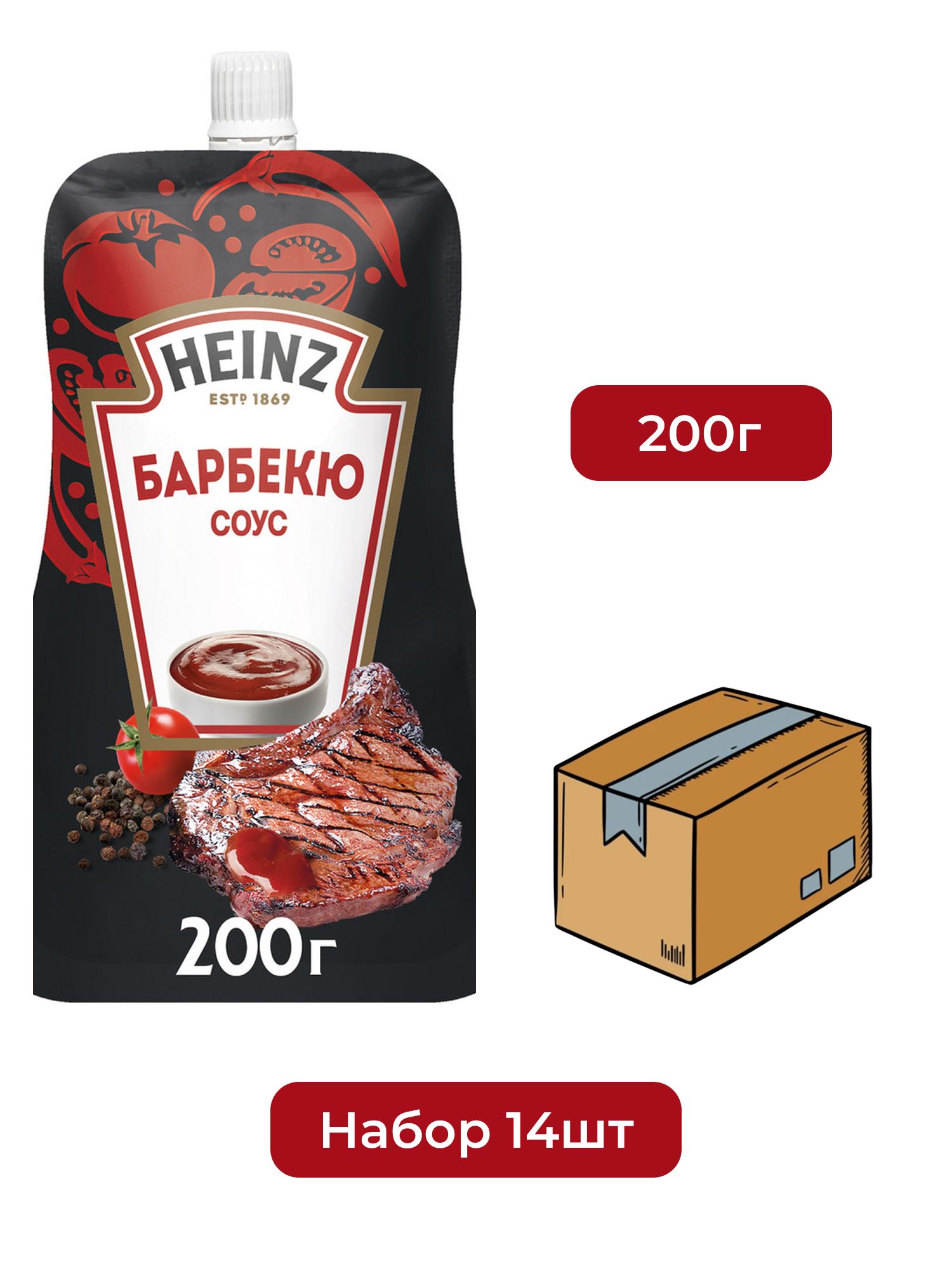Соус Heinz барбекю, 200г х 14шт.