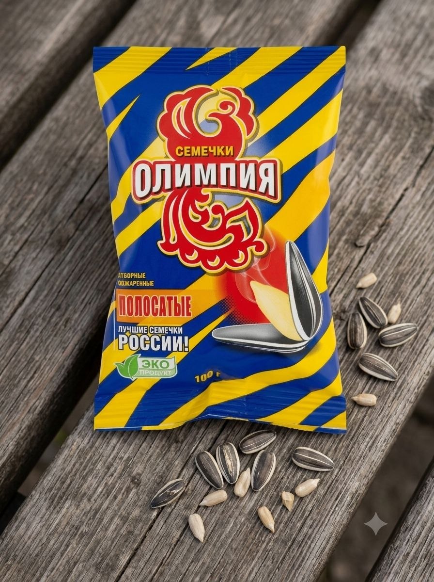 Семечки обжаренные отборные полосатые без соли "Олимпия" 100г х 10шт.