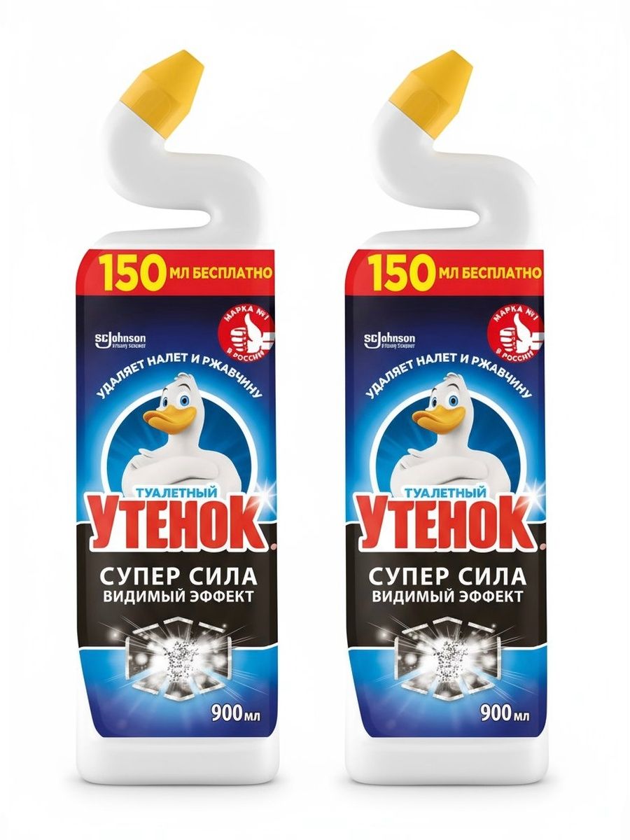 Средство для чистки унитаза Туалетный Утенок Супер Сила Видимый Эффект 900мл. Набор 2 шт.
