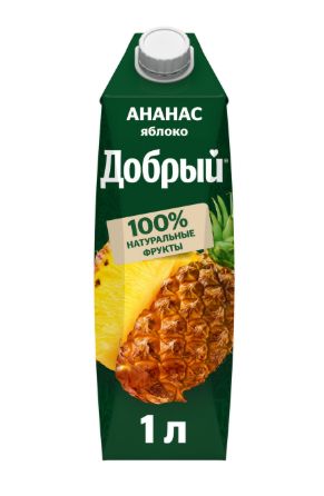 Нектар Добрый Ананас - Яблоко, 1 л. Упаковка 12 шт.