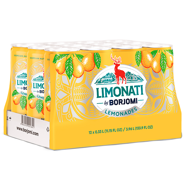 Напиток Limonati by Borjomi с соком груши, газ, ж/б, 0,33 литра, 12 шт. в уп.