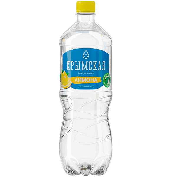 Вода Крымская вода со вкусом лимона 1 литр, газ, пэт, 12 шт. в уп.
