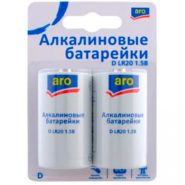 Батарейки Aro тип D LR20, 2 шт