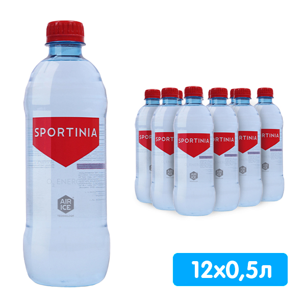 Вода Sportinia О2 Energy 0.5 литра, без газа, пэт, 12 шт. в уп.