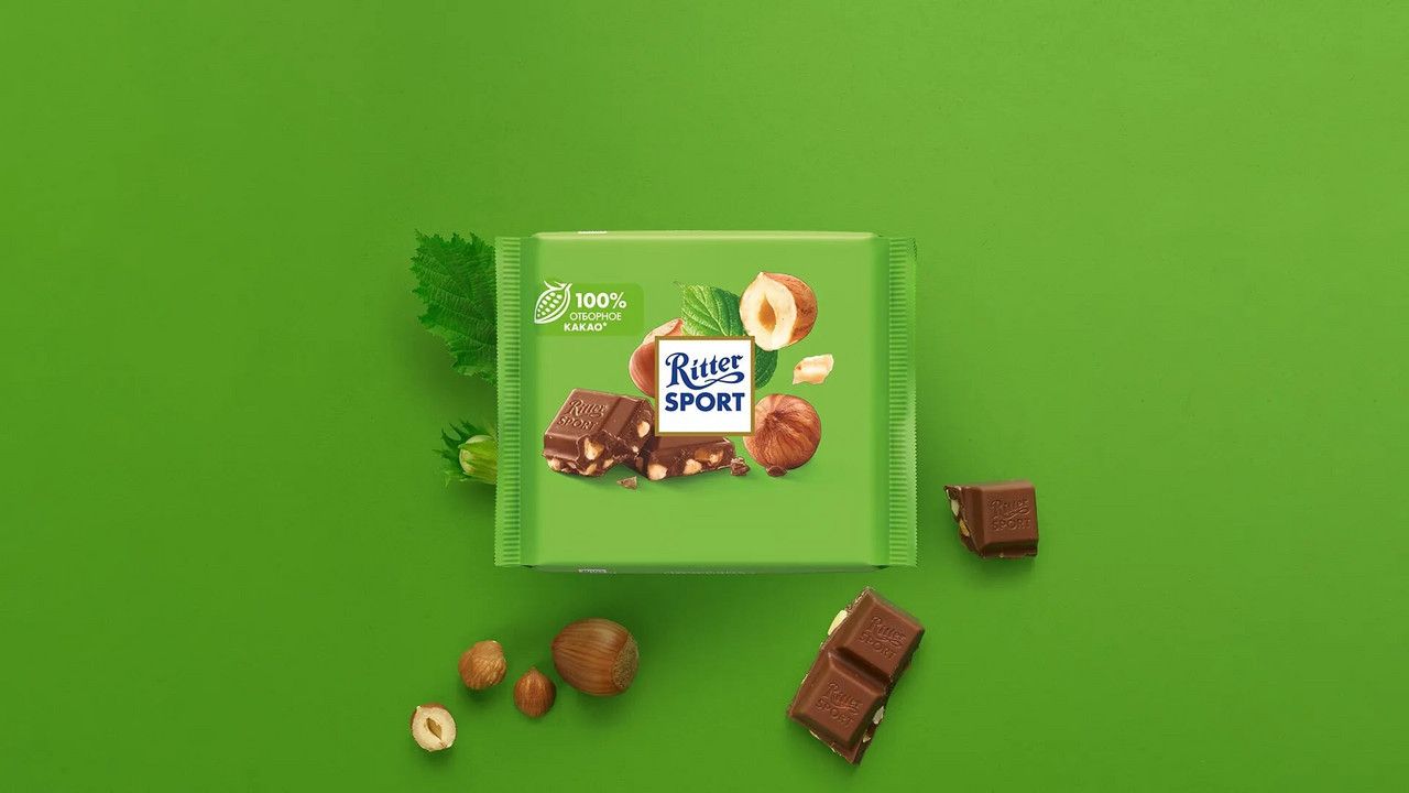 Шоколад Ritter Sport молочный лесной орех, 100г. Набор 12 шт.
