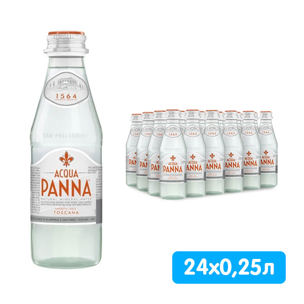 Вода Acqua Panna 0.25 литра, без газа, стекло, 24 шт. в уп.
