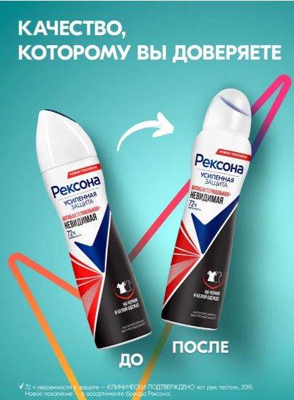 Дезодорант женский спрей антиперспирант Рексона аэрозоль Антибактериальная и невидимая на черной и белой одежде, 150 мл