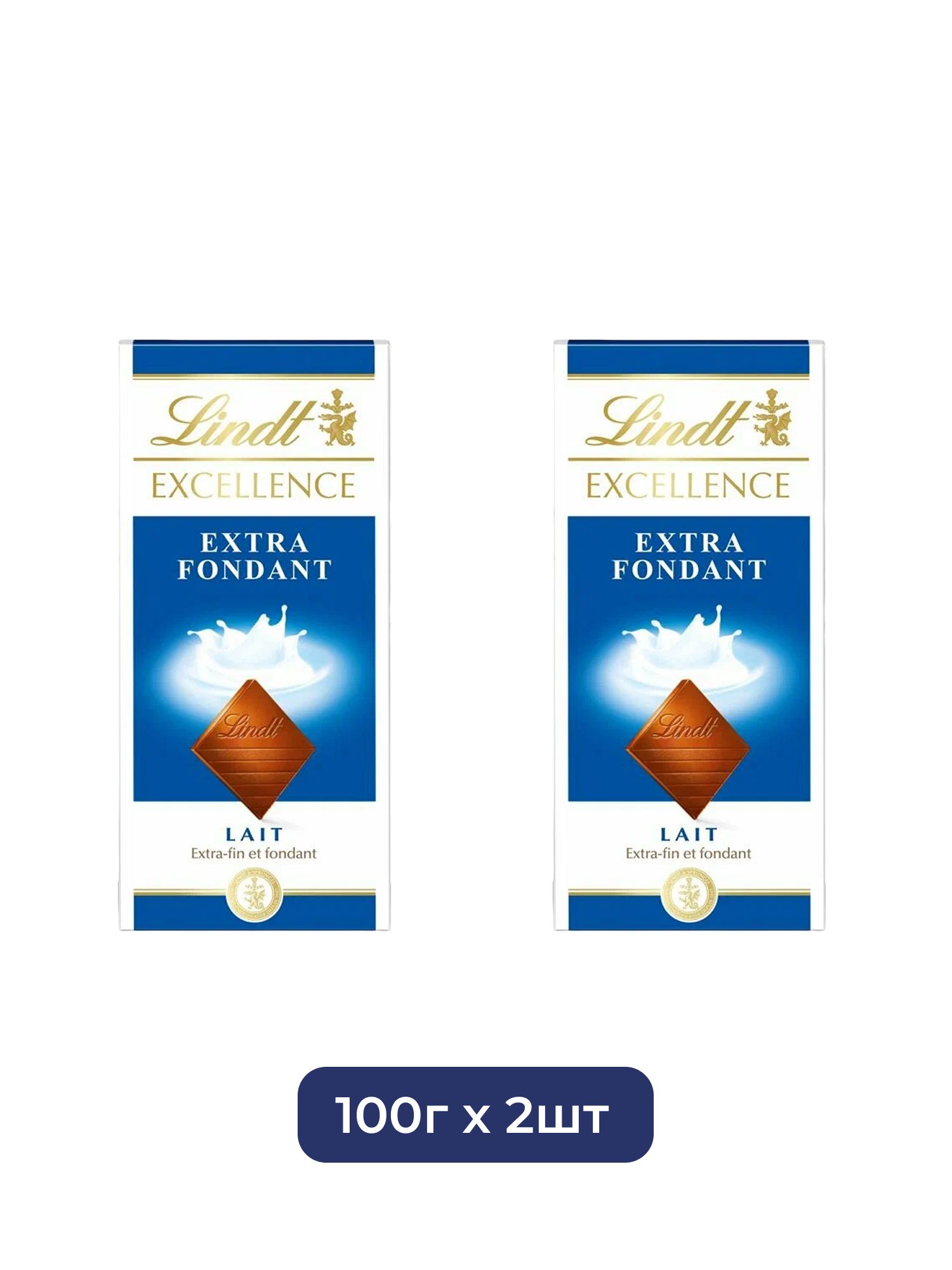Молочный шоколад Lindt Extra Fondant, 100г х 2шт.