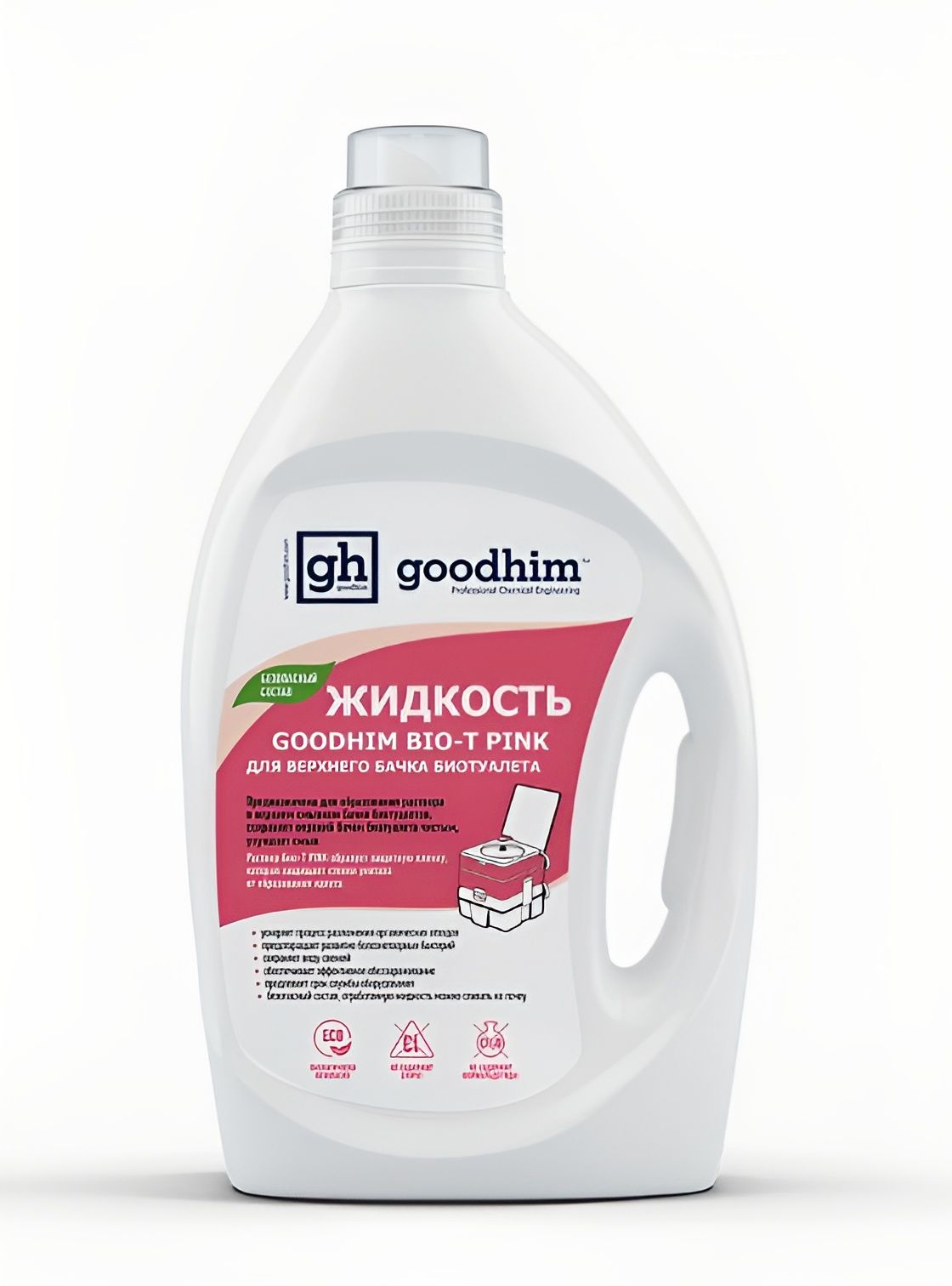 Жидкость для верхнего бачка биотуалета GOODHIM BIO-T PINK, 2000 мл. 2 шт.