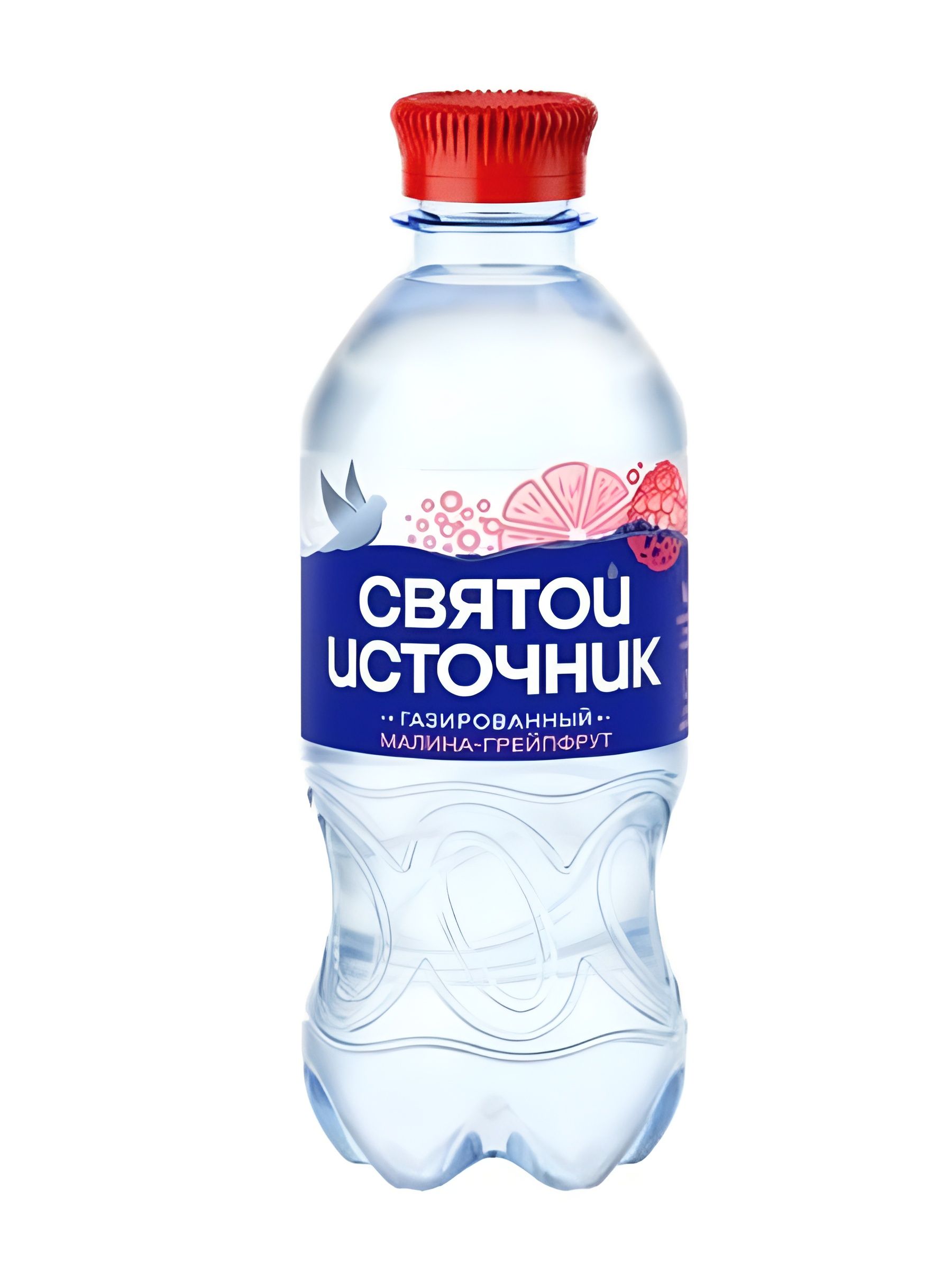 Вода Святой Источник с малиной и грейпфрутом газированная. ПЭТ, Упаковка 0,33л 12 шт.