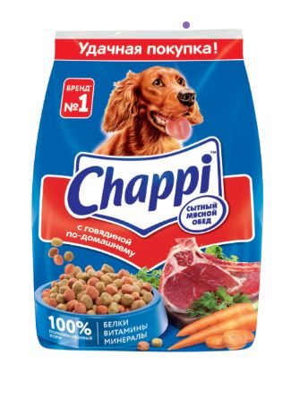 Сухой корм для собак Chappi Сытный мясной обед. С говядиной по-домашнему, 2.5 кг