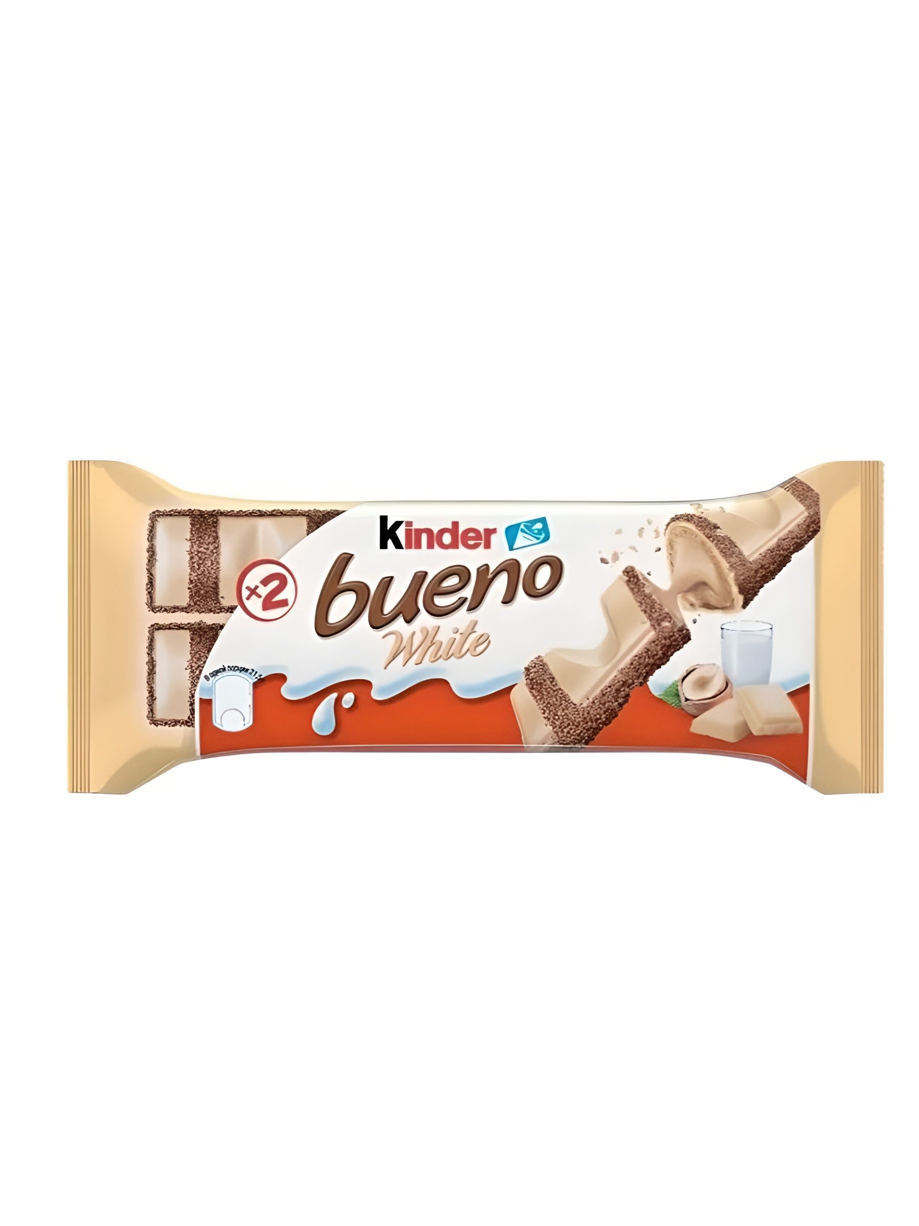 Шоколадно-вафельный батончик с молочно-ореховой начинкой Kinder Bueno White, 39 гр. (Италия), 10 шт.