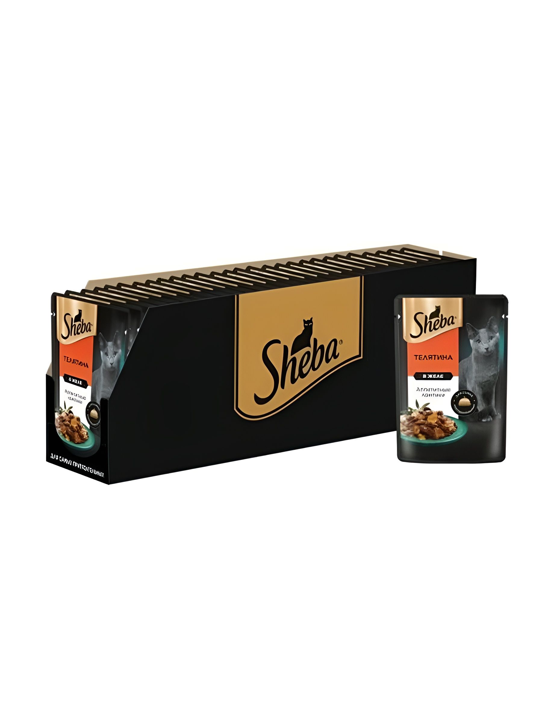 Sheba. Влажный корм для кошек,телятина, ломтики в желе 28шт x 75 гр
