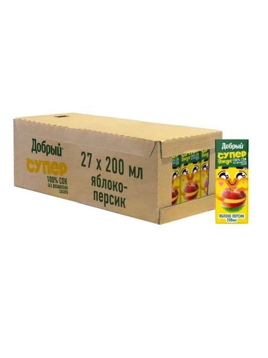 Сок Добрый Active kid Яблоко - Персик 200мл. Упаковка 27 шт.