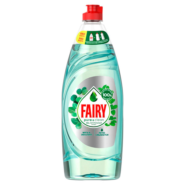 Средство для мытья посуды Fairy Pure&Clean Мята и эвкалипт 650 мл