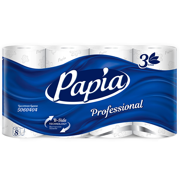 Туалетная Бумага Papia Professional белая 3 слоя (8 шт)