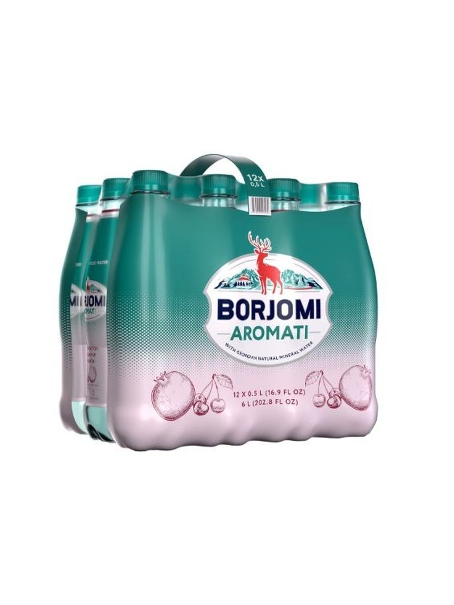Вода Borjomi вишня-гранат минеральная газированная, 500мл x 12 шт