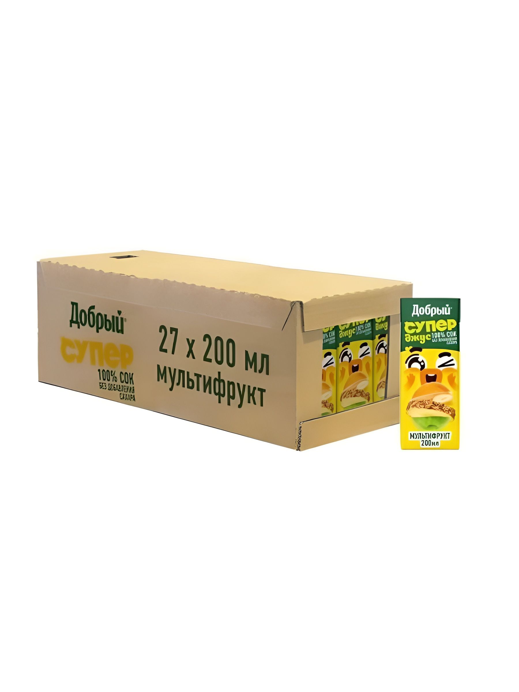 Сок Добрый Active kid Мультифрукт 200мл. Упаковка 27 шт.