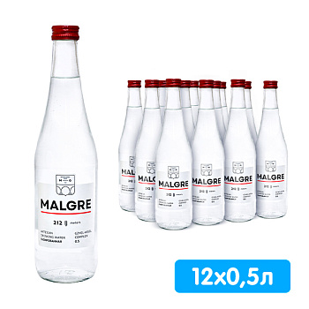 Вода Malgre 0.5 литра, газ, стекло, 12 шт. в уп.