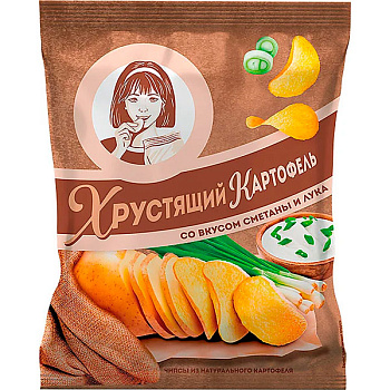 Чипсы Хрустящий картофель в ломтиках со вкусом сметаны и лука 70 гр