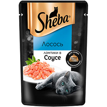 Корм влажный Sheba Ломтики в соусе с лососем 75 гр (28 шт)