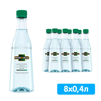 Вода RusseQuelle 0.4 литра, без газа, пэт, 8 шт. в уп.