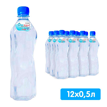 Вода OxyAqua / ОксиАква премиум 0.5 литра, без газа, пэт, 12 шт. в уп.