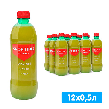 Напиток Sportinia Vitamine C Апельсин, яблоко, груша 0,5 литра, без газа, пэт, 12 шт. в уп.