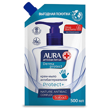 Жидкое мыло AURA антибактериальное Dermo Protect дой-пак 500 мл