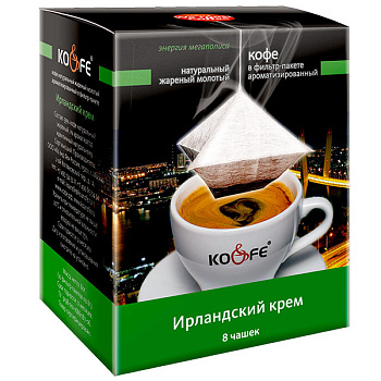Кофе Саше Ирландский крем свежеобжаренный молотый в фильтр-пакете 1уп. (8шт. по 8гр.)