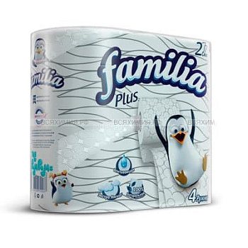 Туалетная бумага Familia Plus белая 2 слоя (4шт)