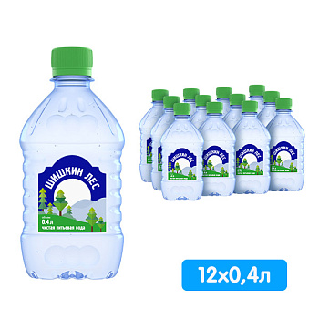 Вода Шишкин лес 0.4 литра, без газа, пэт, 12 шт. в уп.