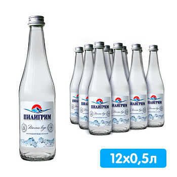 Вода Пилигрим 0.5 литра, без газа, стекло, 12 шт. в уп.
