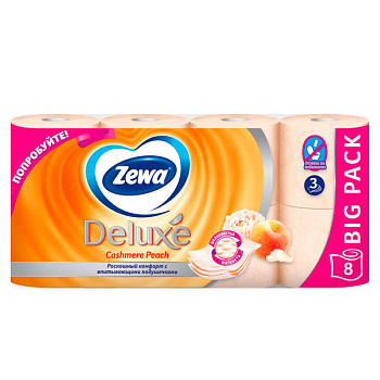 Туалетная бумага Zewa Deluxe Персик 3 слоя (8 шт)