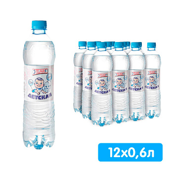 Вода Stelmas детская 0.6 литра, без газа, пэт, 12 шт. в уп.