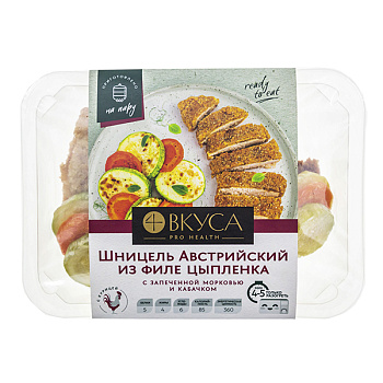 Шницель Австрийский 4 Вкуса из цыпленка с запеченной морковью и кабачком замороженный 250 гр