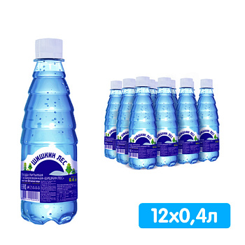Вода Шишкин лес 0.4 литра, газ, пэт, 12 шт. в уп.