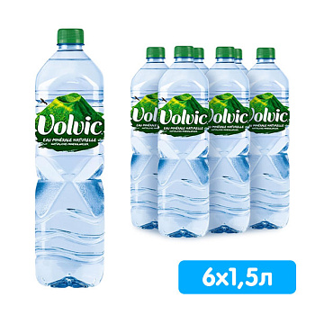 Вода Volvic 1.5 литра, без газа, пэт, 6 шт. в уп.